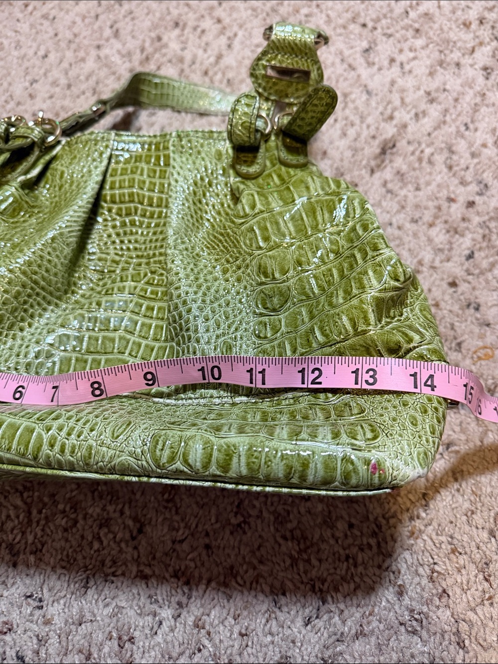 Jessica Simpson Olive Green Croc-Embossed Shoulder Bag - Picture 8 of 11